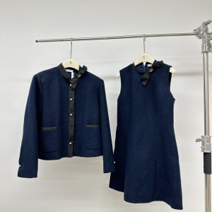 네이비 트위드 재킷 원피스 세트