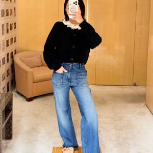 블랙 니트 가디건 코디 세트