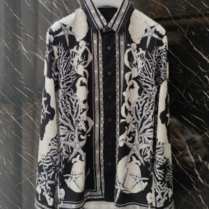 해양 패턴 자수 셔츠