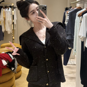 블랙 스팽글 트위드 재킷 세트