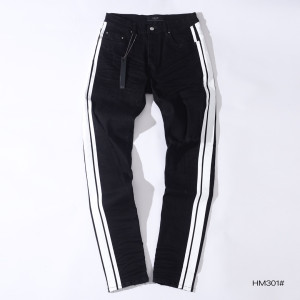 블랙 사이드라인 슬림 진